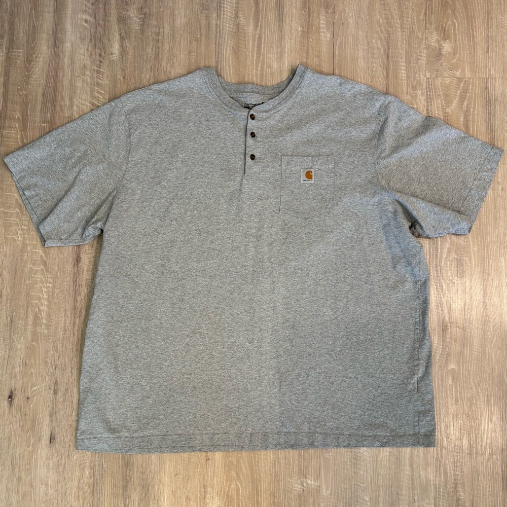 Carhartt Loose Fit Heavyweight Short Sleeve Pocket Henley Men's 4XL Heather Gray - Picture 3 of 8